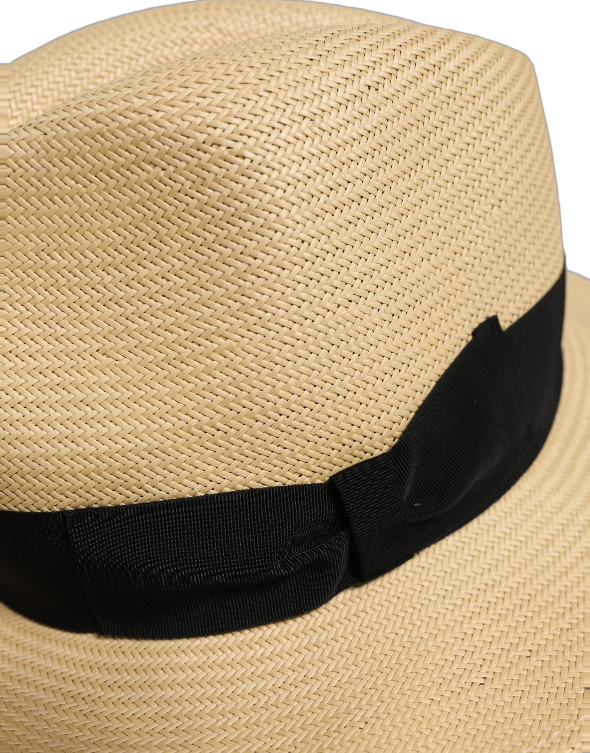 Dolce & Gabbana Men Beige Paper Straw Fedora Panama Capello Hat