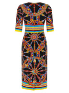 Dolce & Gabbana Multicolor Silk Midi Dress