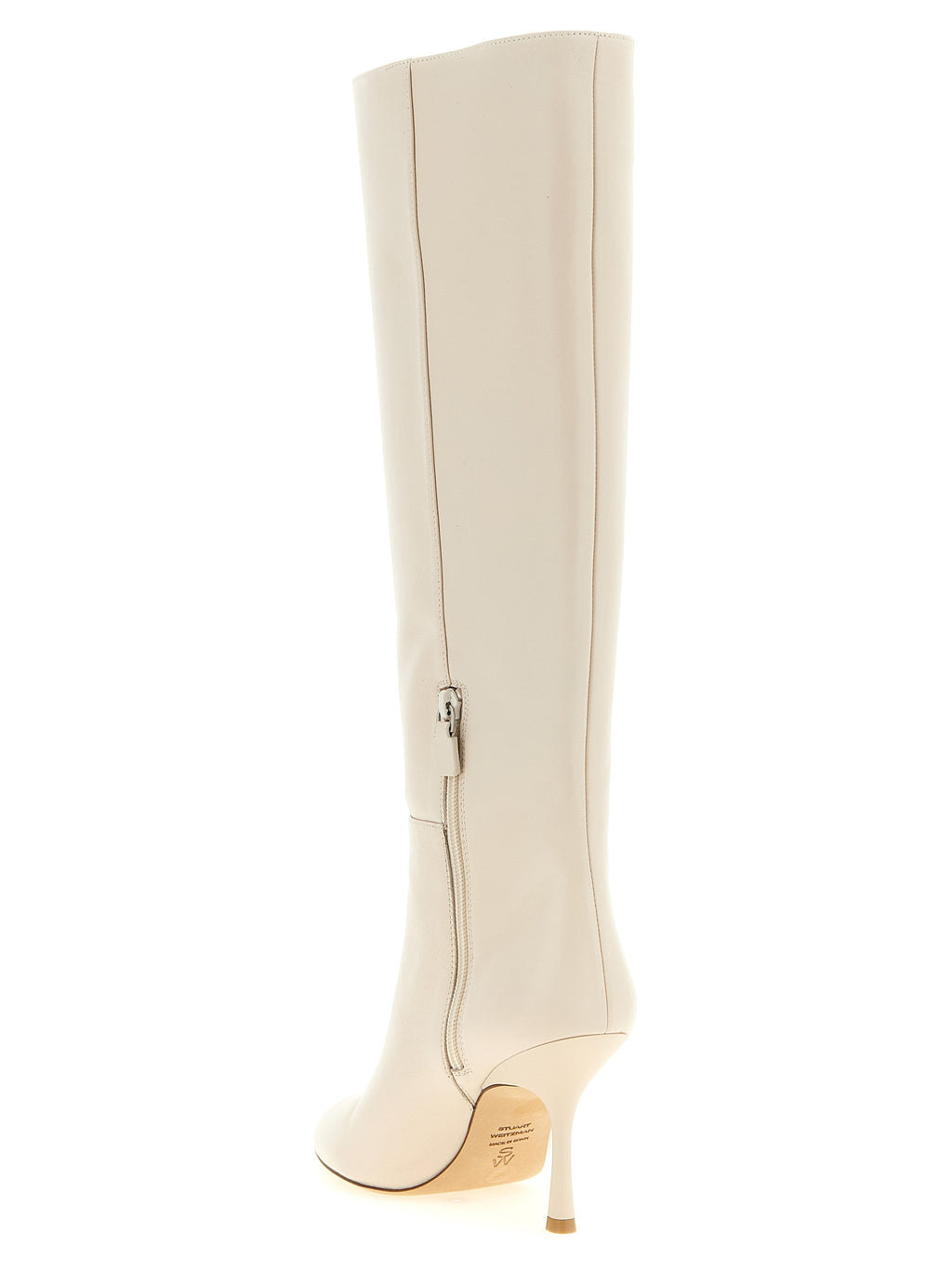 Stuart Weitzman White Lamb Leather Over The Knee
