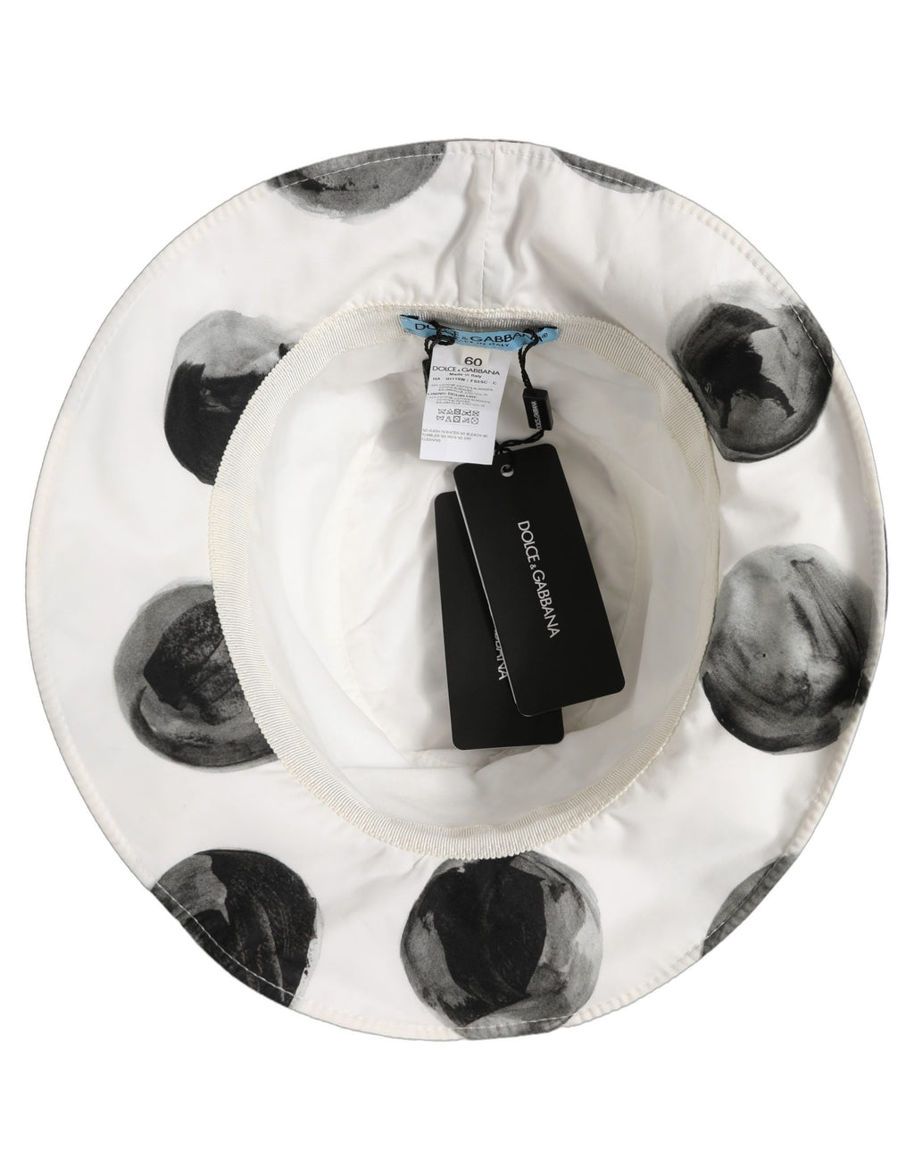 Dolce & Gabbana White Cotton Big Polka Dot Pattern Bucket Hat