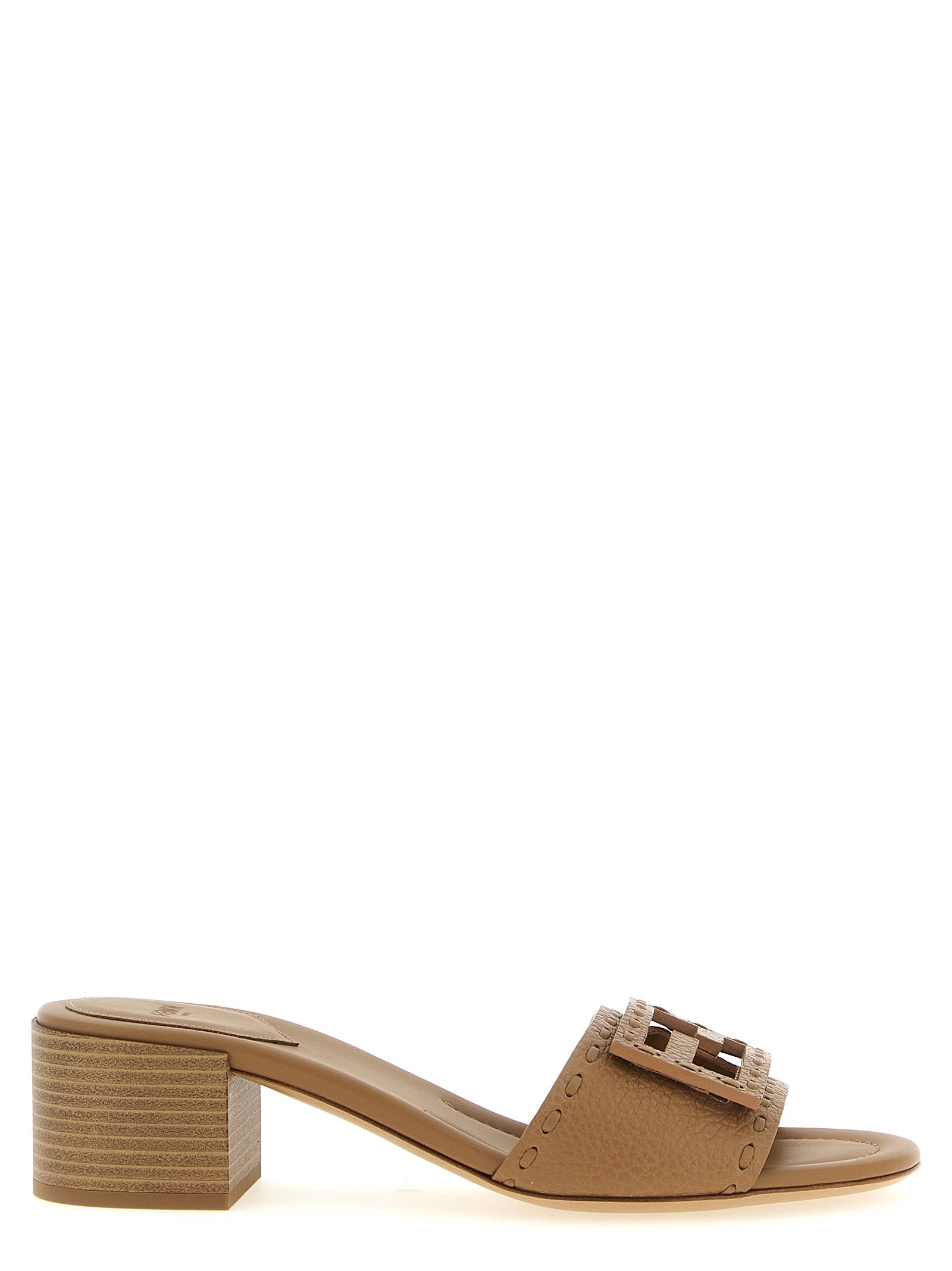 Fendi Beige Calfskin Flat Sandals