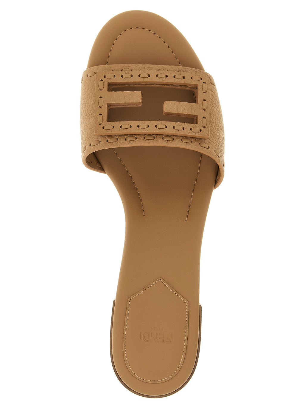 Fendi Beige Calfskin Flat Sandals