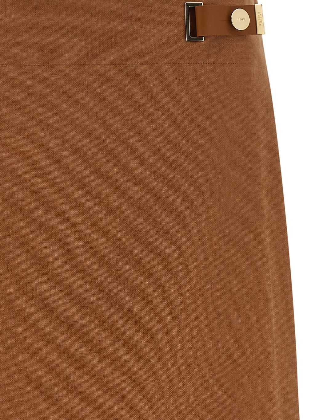 Fendi Brown Linen Midi Skirt