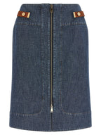 Fendi Blue Cotton Midi Skirt