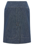 Fendi Blue Cotton Midi Skirt