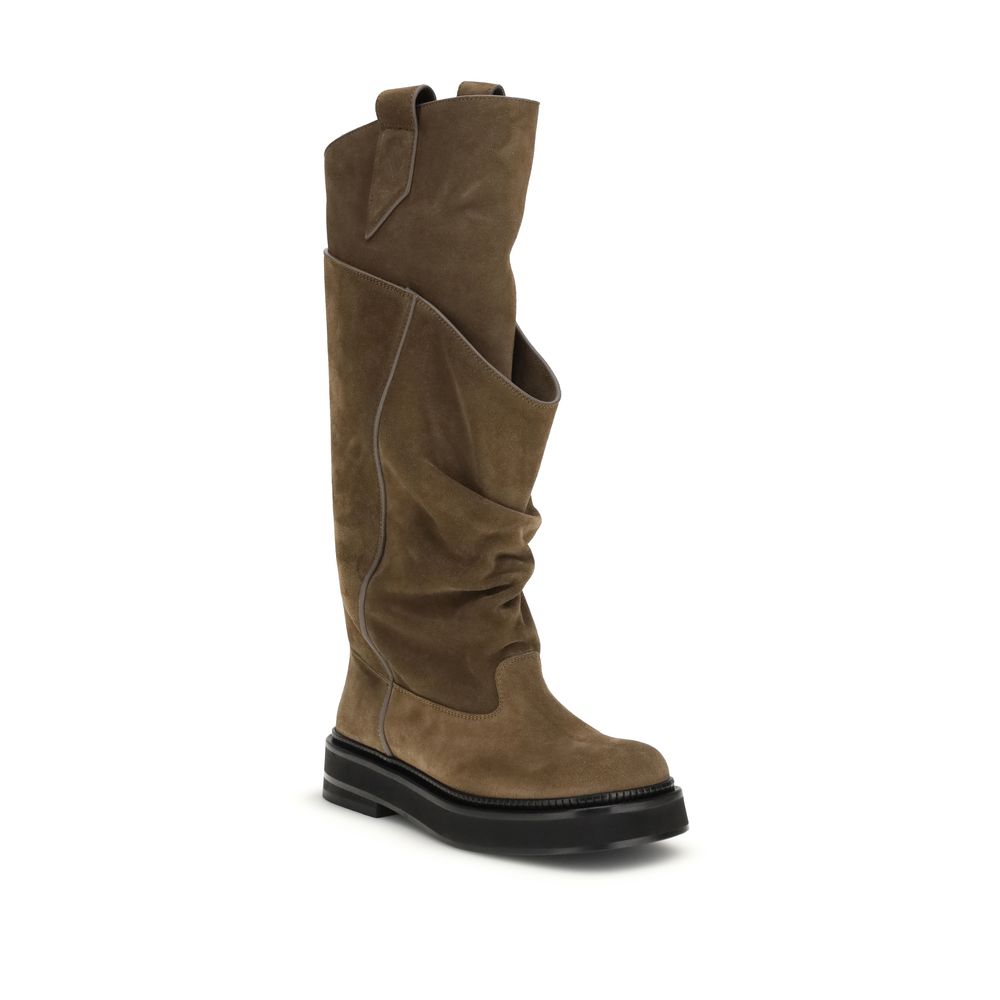 The Attico Brown Calf Leather Bos Taurus Lace-Up Boots