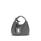 Ganni Gray Recycled Leather Handbag