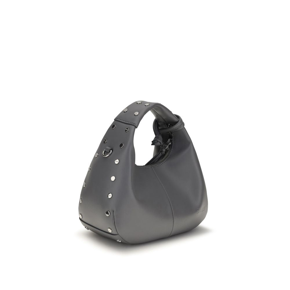 Ganni Gray Recycled Leather Handbag