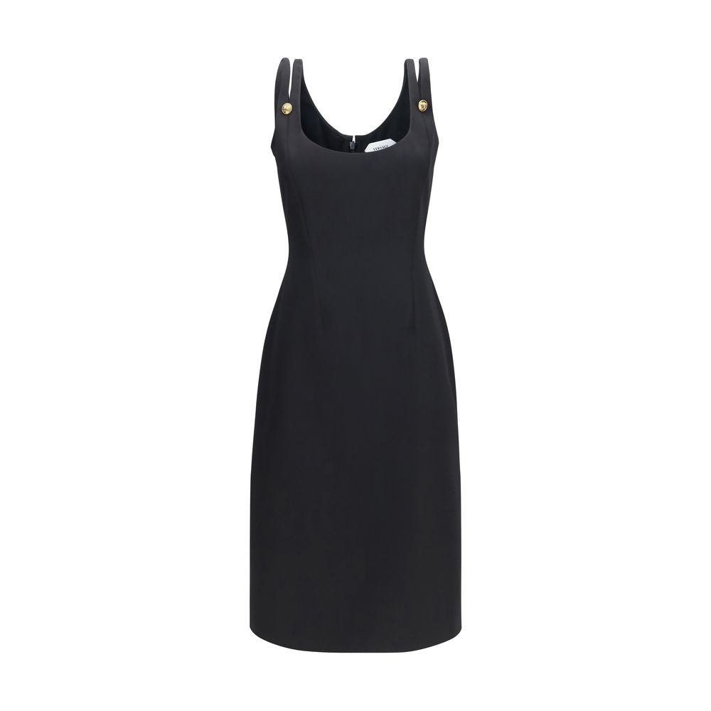 Versace Black Wool Oves Aries Cocktail Dress