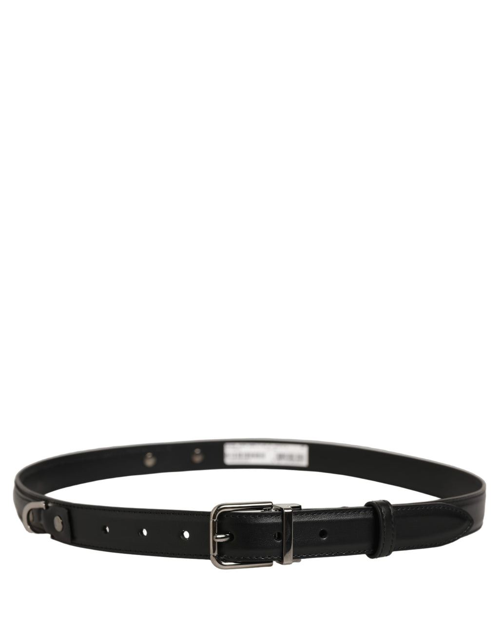 Dolce & Gabbana Black Leather Silver Tone Metal Buckle Belt
