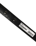 Dolce & Gabbana Black Leather Silver Tone Metal Buckle Belt