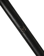 Dolce & Gabbana Black Leather Silver Tone Metal Buckle Belt