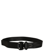 Dolce & Gabbana Men Black Fabric Strap Logo Metal Buckle Belt