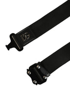 Dolce & Gabbana Men Black Fabric Strap Logo Metal Buckle Belt