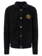 Dolce & Gabbana Black Alpaca Leather Cardigan