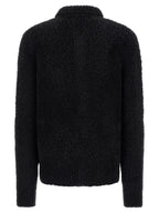 Dolce & Gabbana Black Alpaca Leather Cardigan