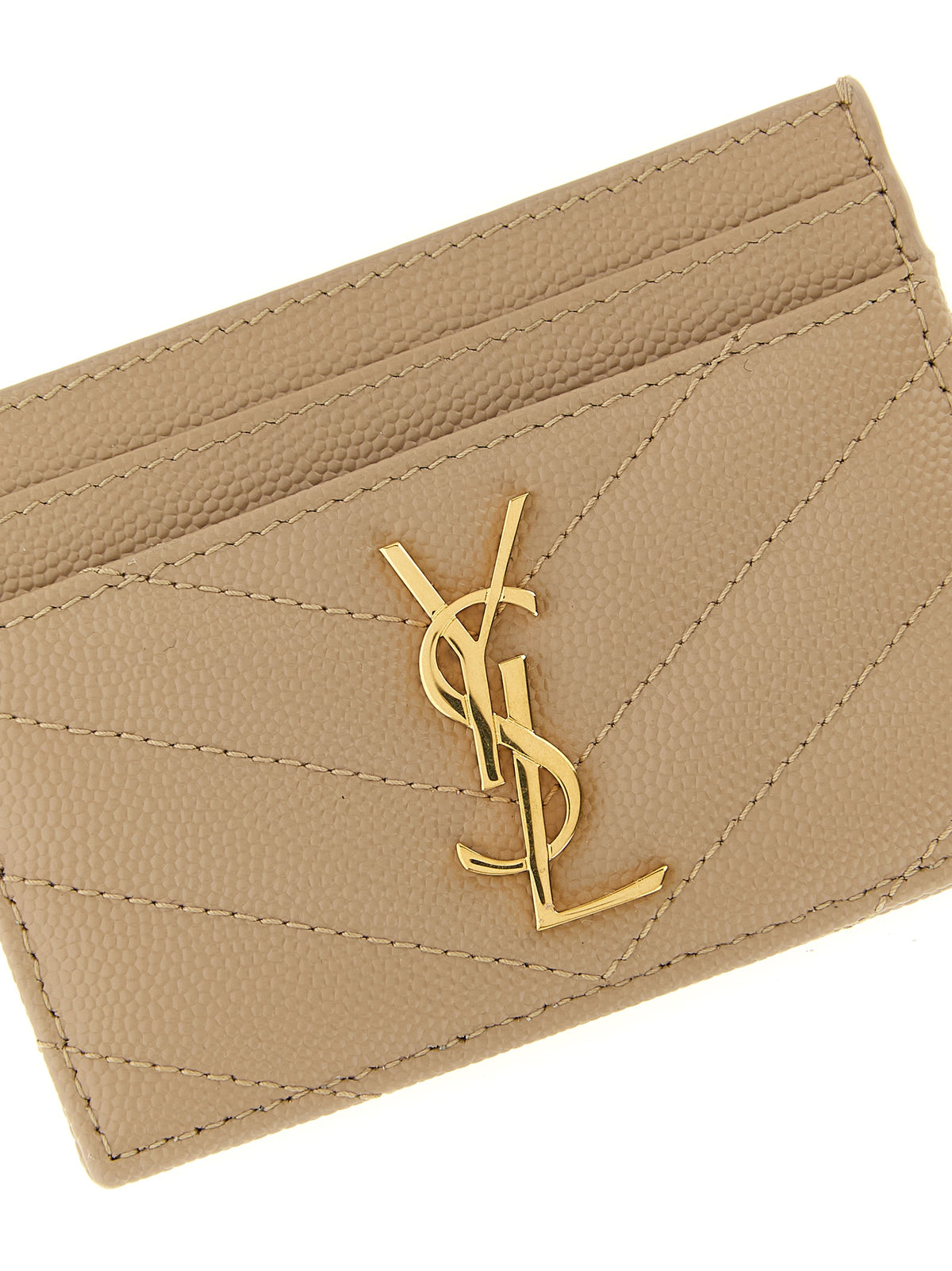 Saint Laurent Beige Calfskin Cardholder