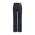 Ganni Blue Cotton Straight-Leg Jeans