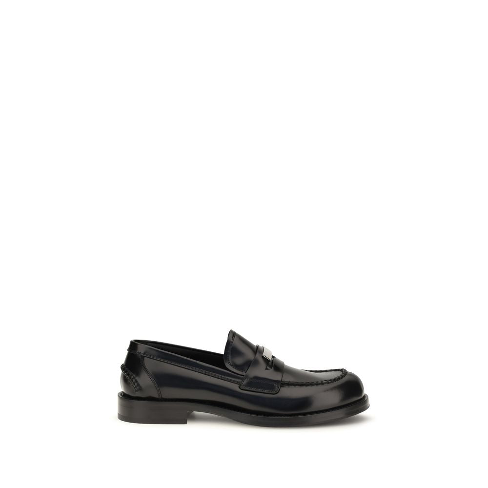 Dolce & Gabbana Black Calf Leather Bos Taurus Slip-On Loafers