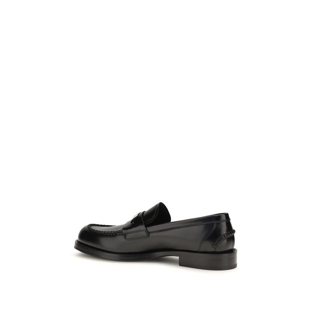 Dolce & Gabbana Black Calf Leather Bos Taurus Slip-On Loafers