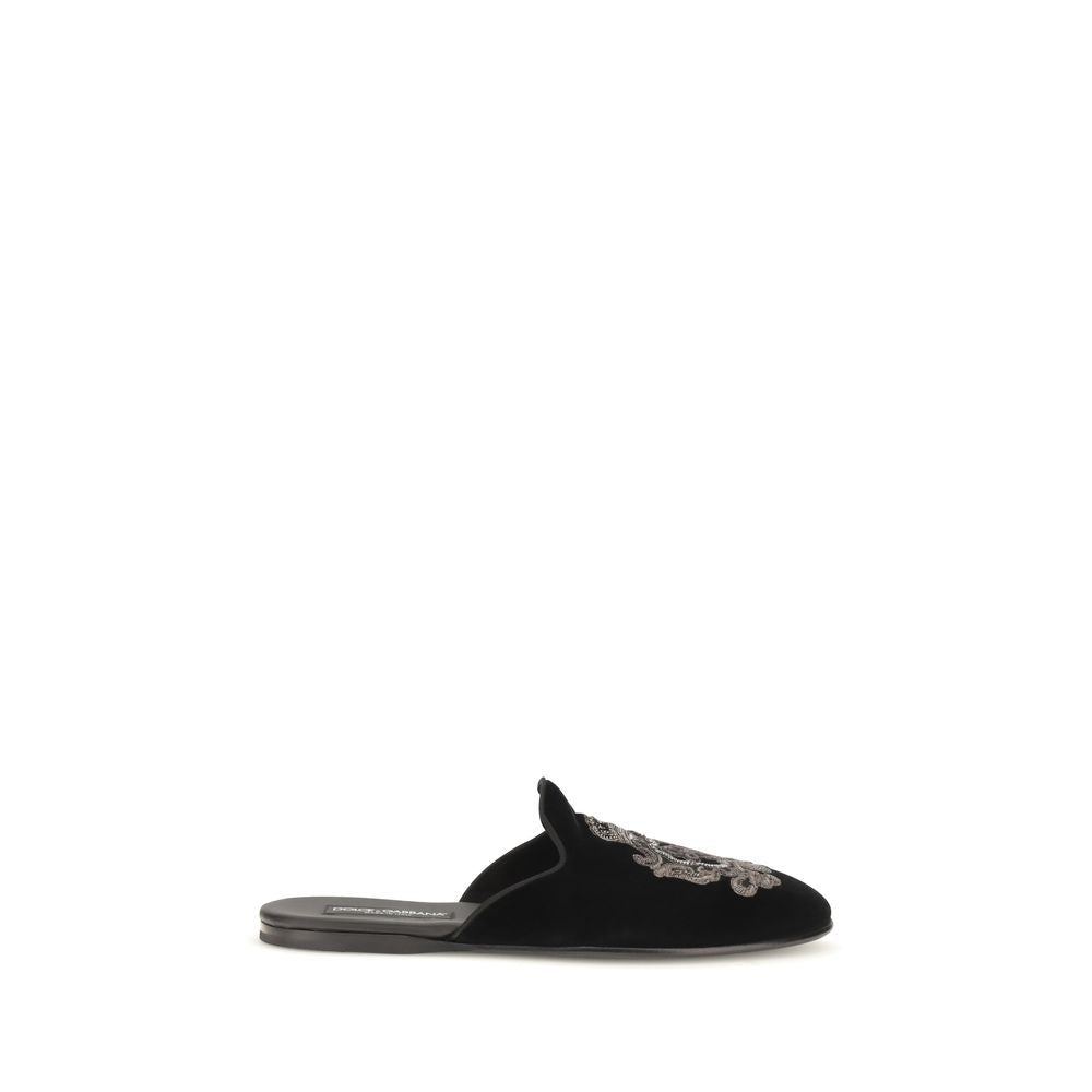 Dolce & Gabbana Black Velvet Flats