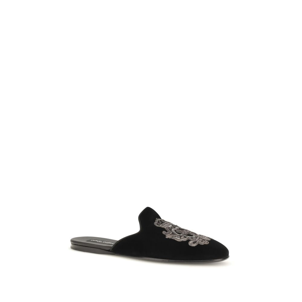 Dolce & Gabbana Black Velvet Flats