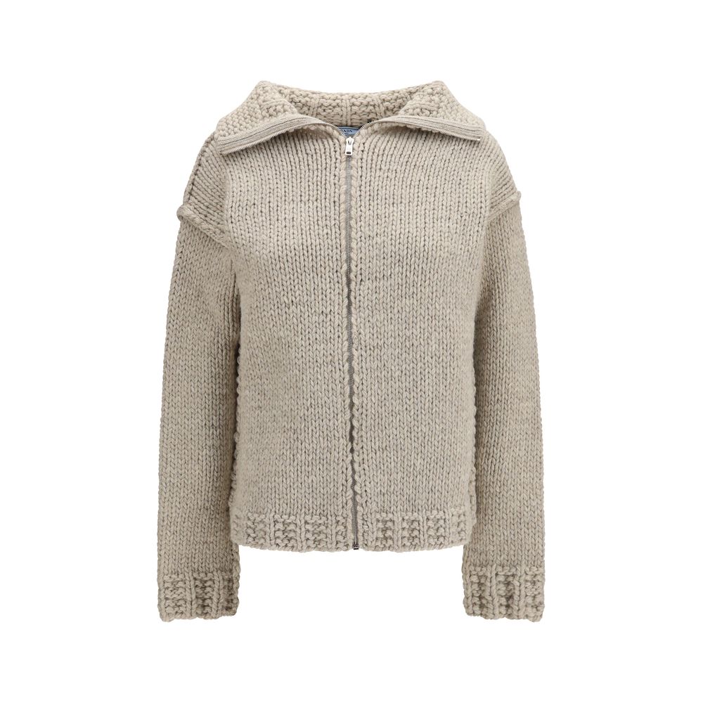 Prada Gray Wool Oves Aries Cardigan