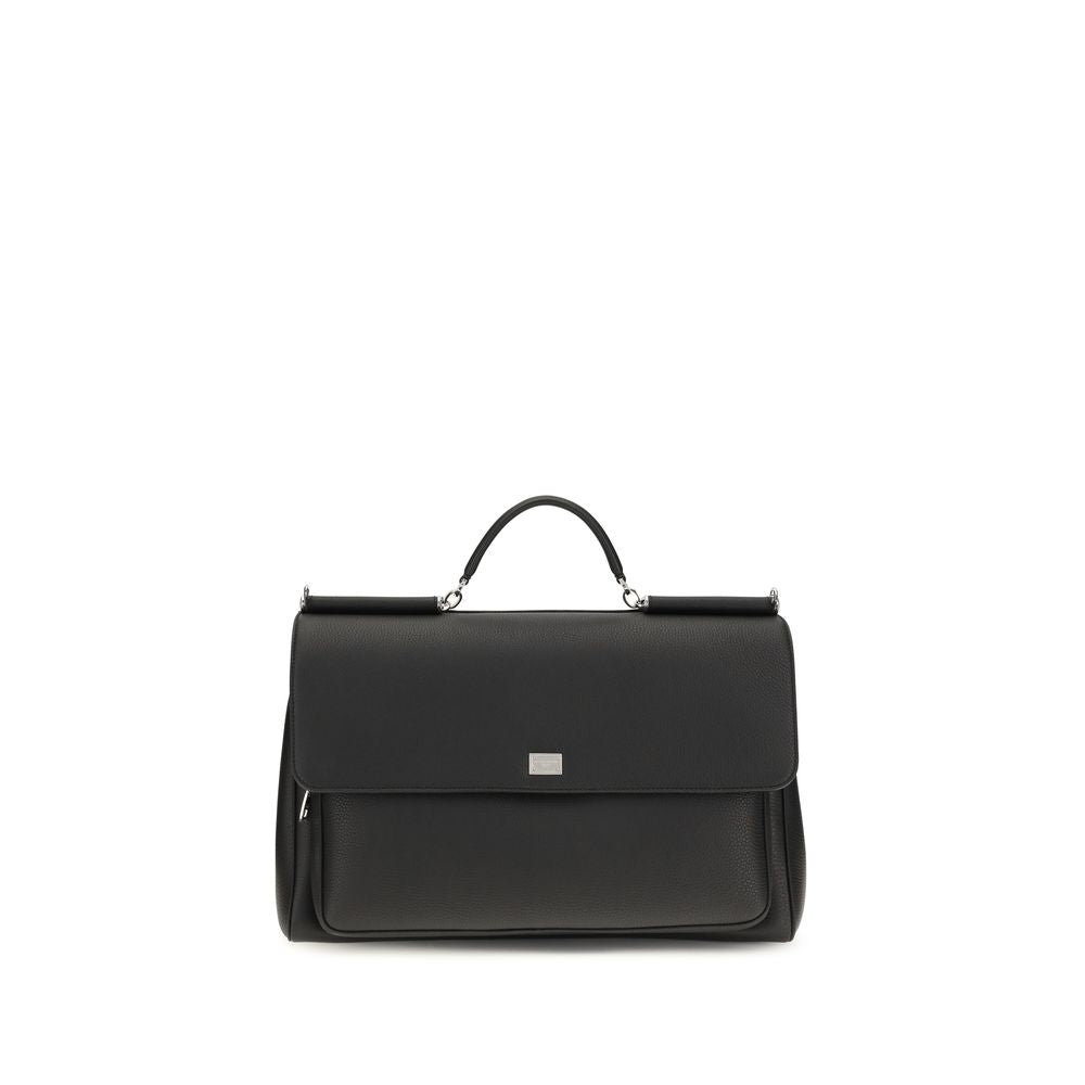 Dolce & Gabbana Black Calf Leather Bos Taurus Handbag