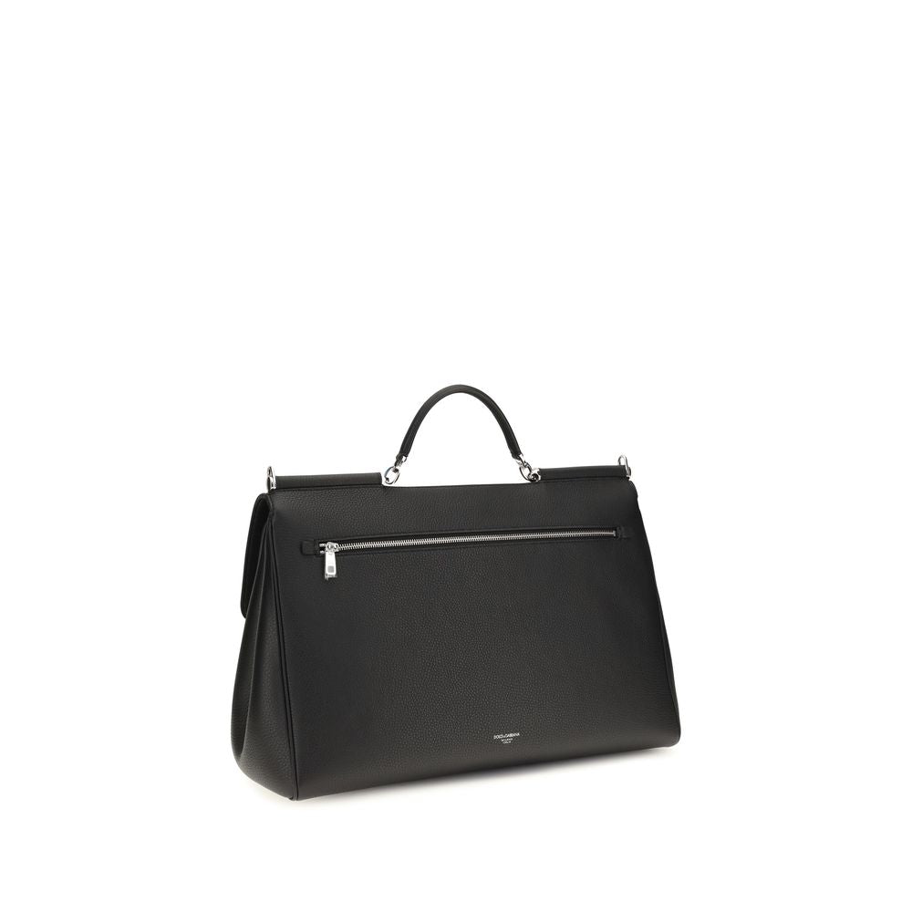 Dolce & Gabbana Black Calf Leather Bos Taurus Handbag