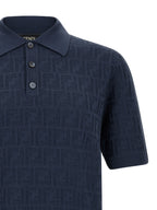 Fendi Blue Cotton Polo Shirt
