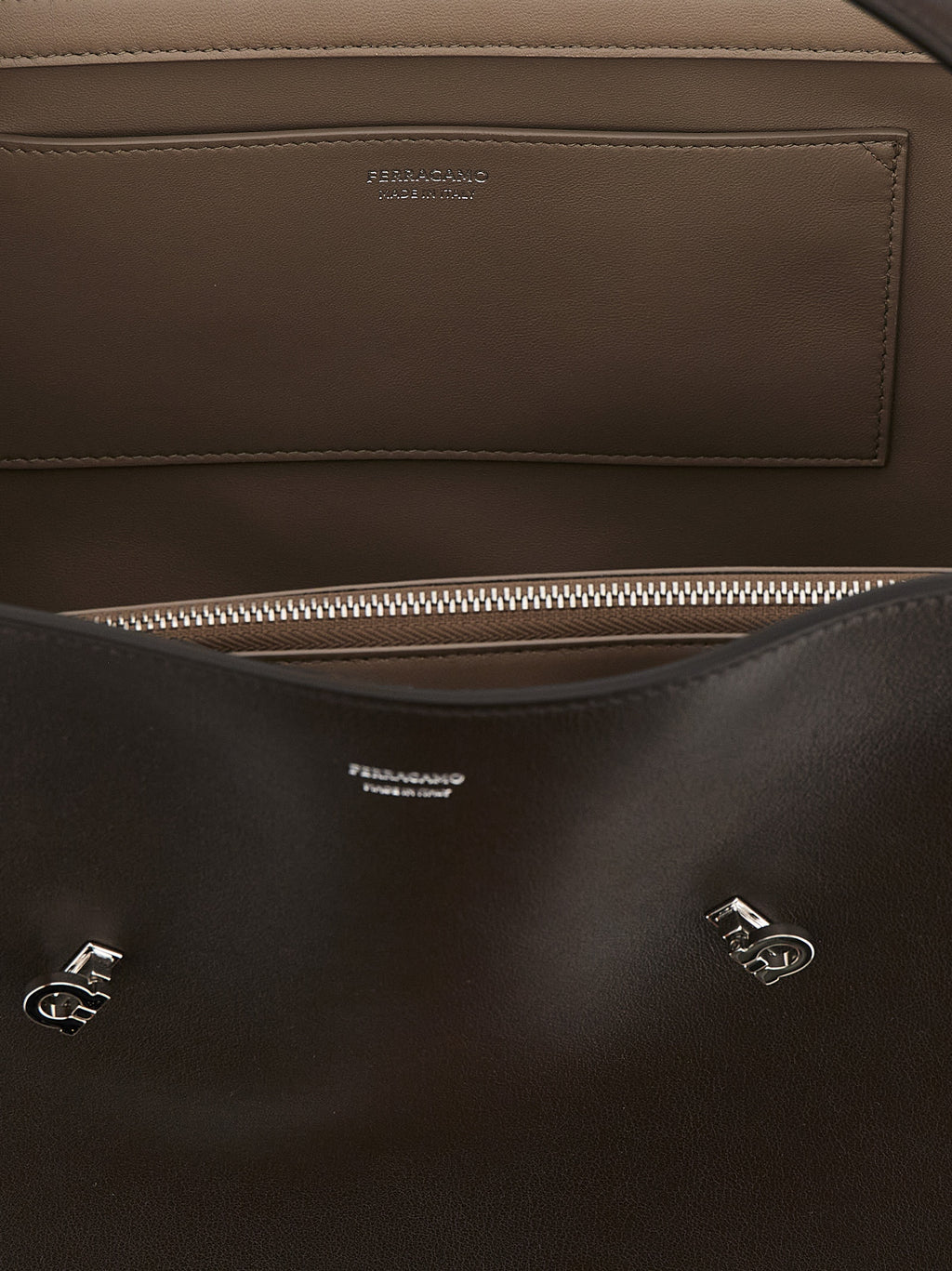 Ferragamo Brown Calfskin Shoulder Bag