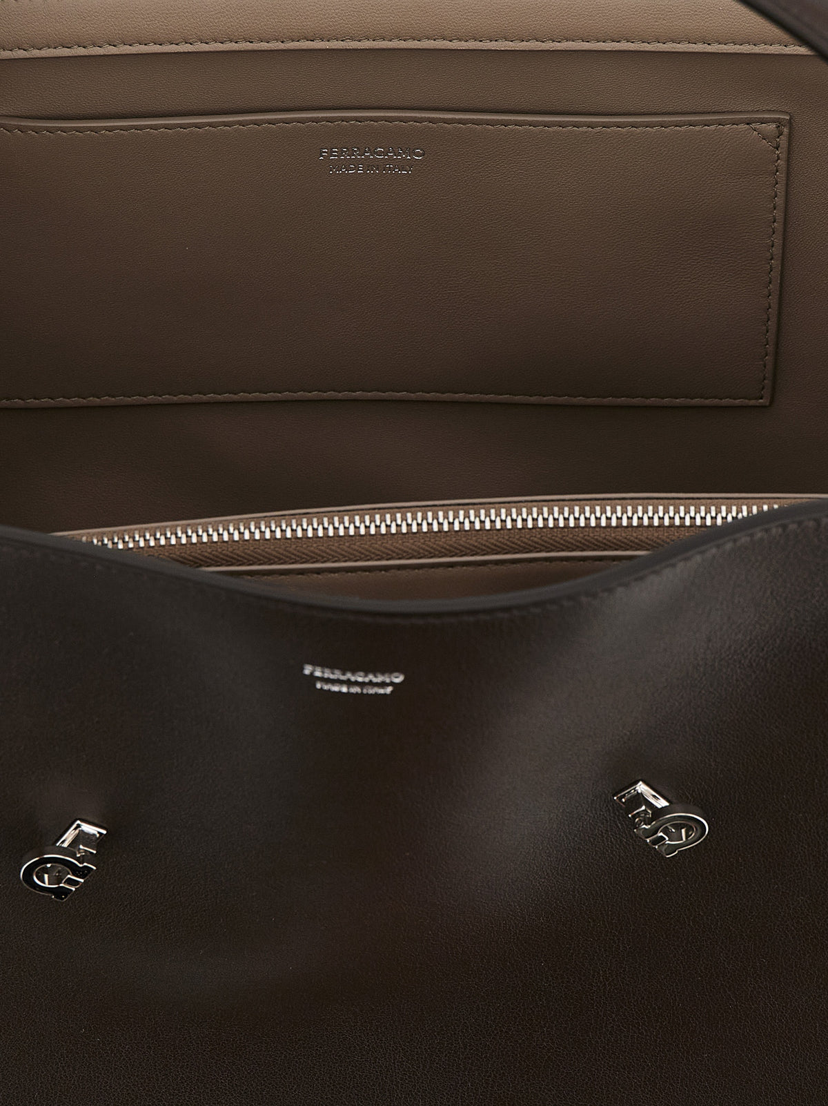 Ferragamo Brown Calfskin Shoulder Bag