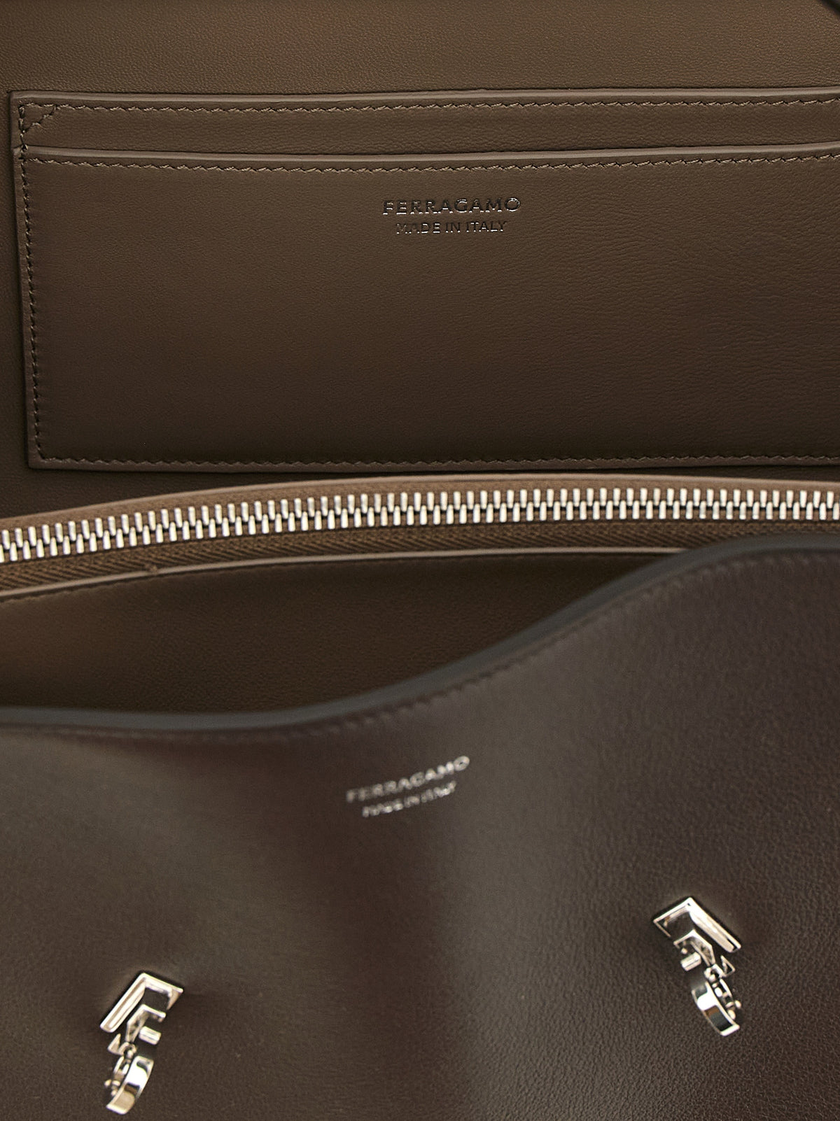 Ferragamo Brown Calfskin Shoulder Bag