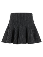 Ganni Gray Polyester Long Skirt
