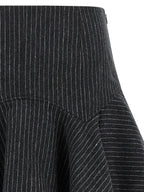 Ganni Gray Polyester Long Skirt