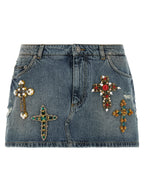 Dolce & Gabbana Blue Cotton Long Skirt