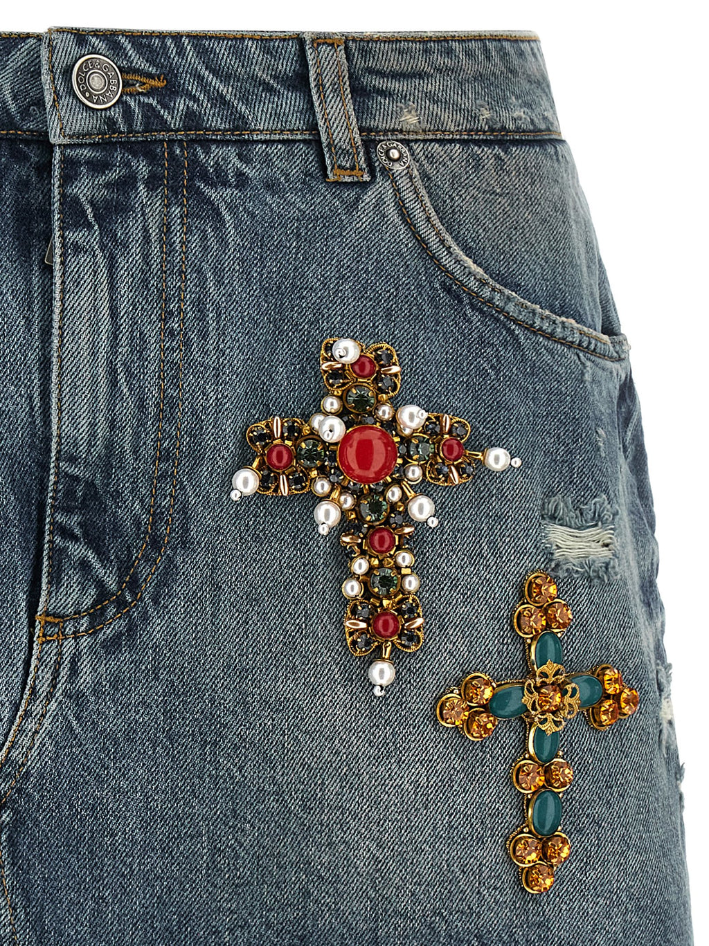 Dolce & Gabbana Blue Cotton Long Skirt