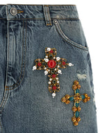 Dolce & Gabbana Blue Cotton Long Skirt