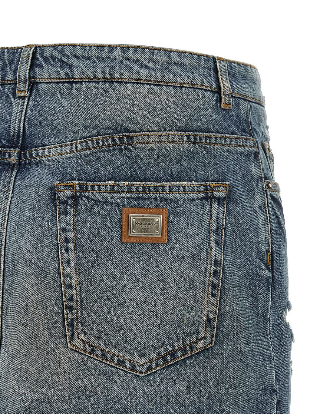 Dolce & Gabbana Blue Cotton Long Skirt