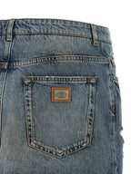 Dolce & Gabbana Blue Cotton Long Skirt
