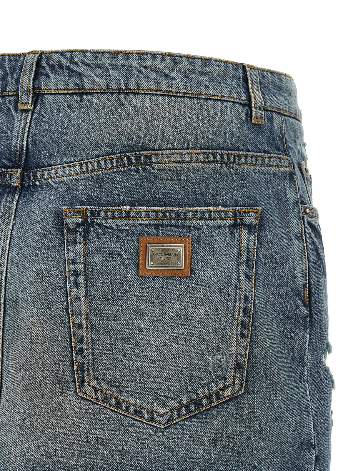 Dolce & Gabbana Blue Cotton Long Skirt