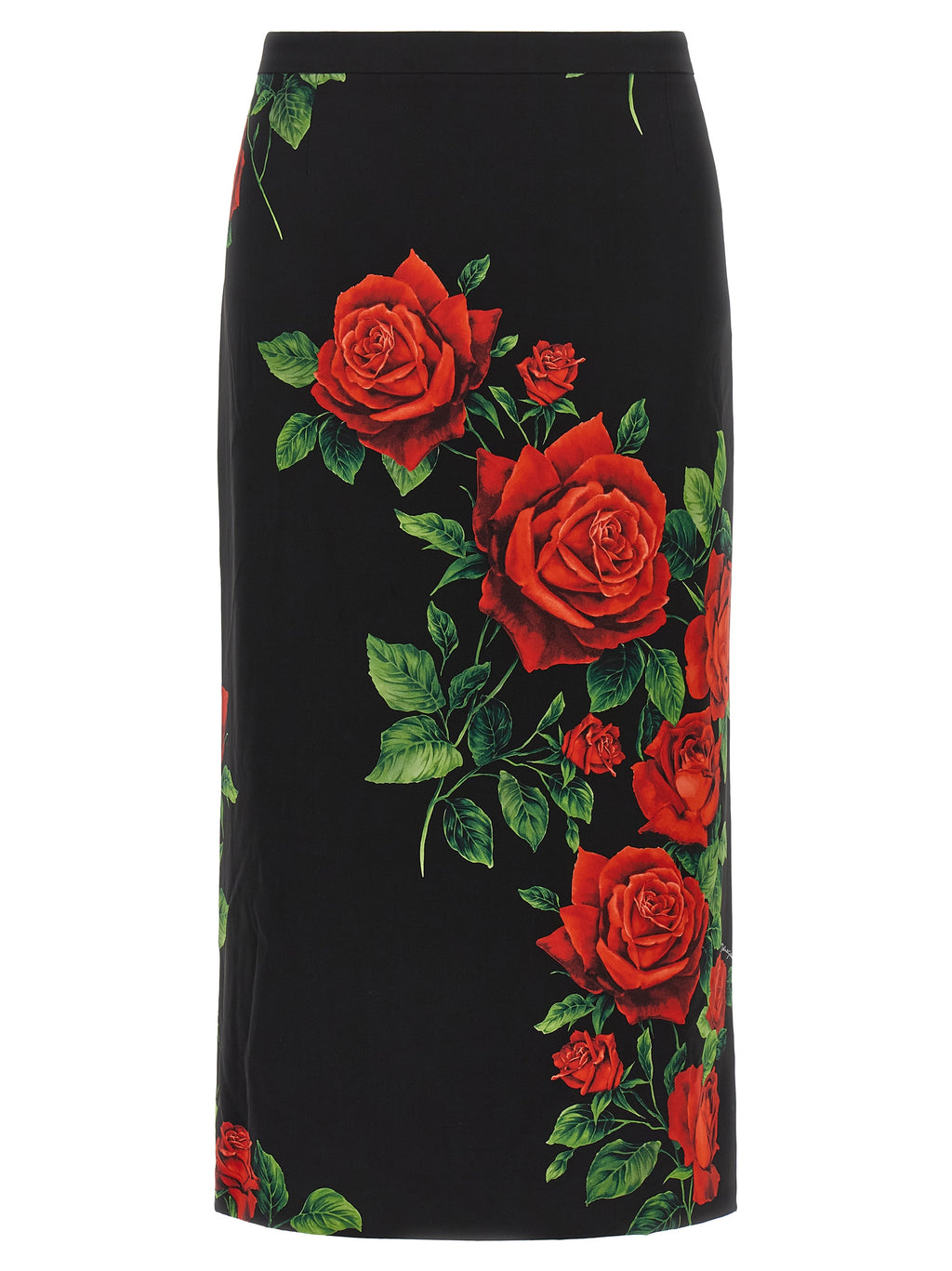 Dolce & Gabbana Black Silk Midi Skirt