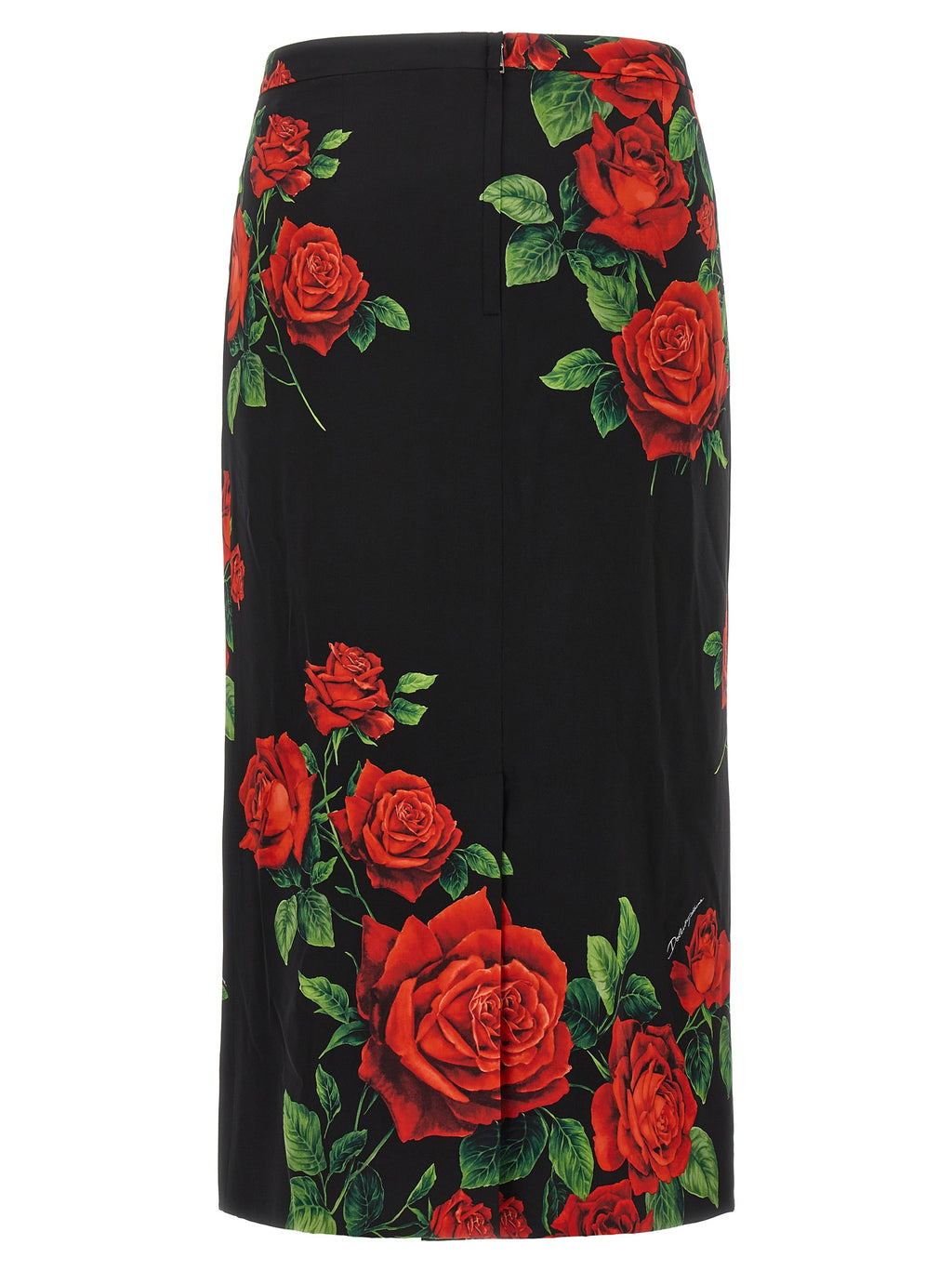 Dolce & Gabbana Black Silk Midi Skirt