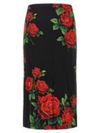 Dolce & Gabbana Black Silk Midi Skirt