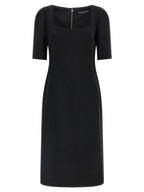 Dolce & Gabbana Black Virgin Wool Midi Dress