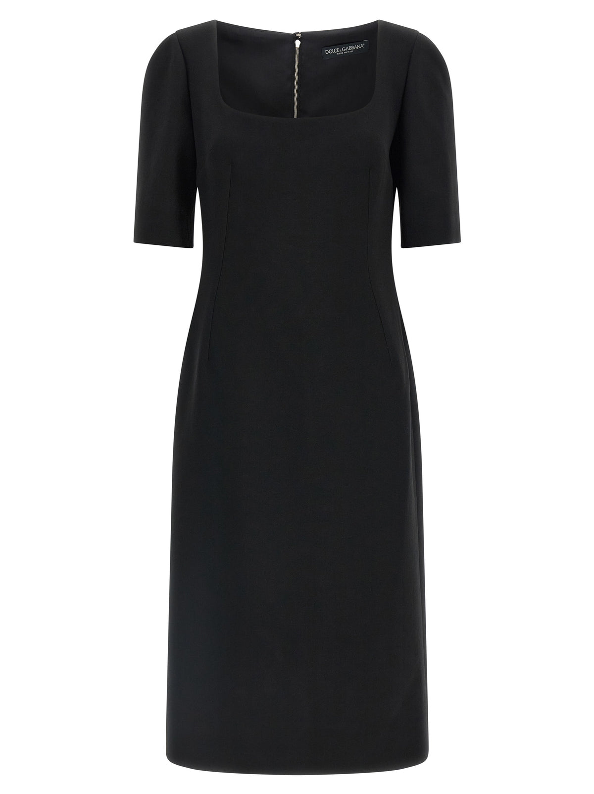 Dolce & Gabbana Black Virgin Wool Midi Dress