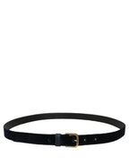 Dolce & Gabbana Dark Blue Velvet Gold Tone Metal Buckle Belt
