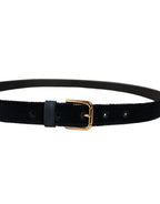 Dolce & Gabbana Dark Blue Velvet Gold Tone Metal Buckle Belt