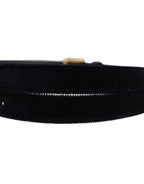 Dolce & Gabbana Dark Blue Velvet Gold Tone Metal Buckle Belt