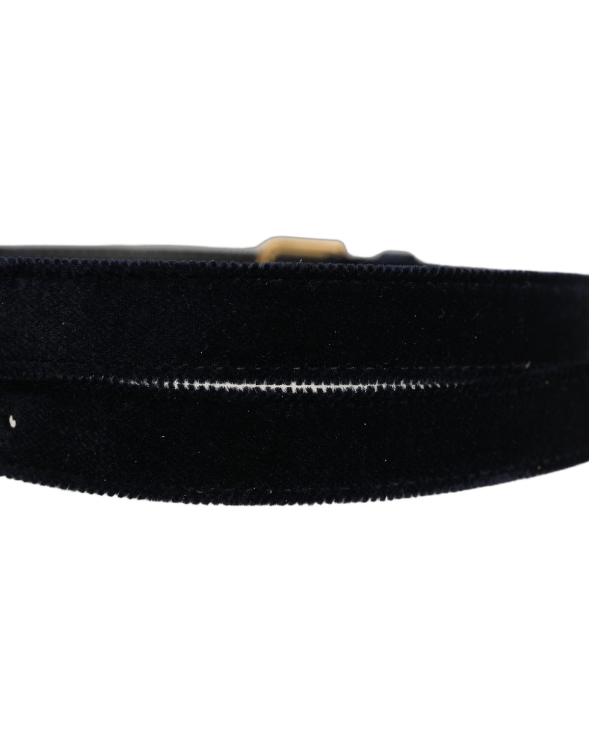 Dolce & Gabbana Dark Blue Velvet Gold Tone Metal Buckle Belt